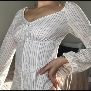 Cute, long sleeve striped corset top